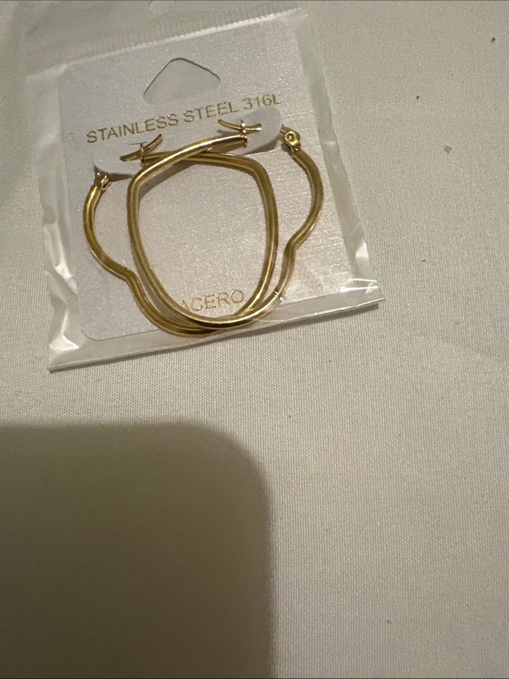 Gold Stainless Steel Wavy Hoop Earrings - Women Jewelry